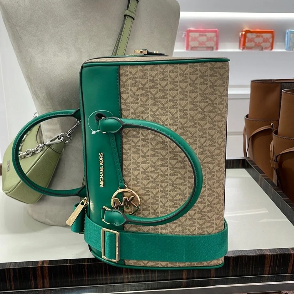 Michael Kors med Duffel Travel - Leather/Coated PALMETTO GREEN MD DUFFLE